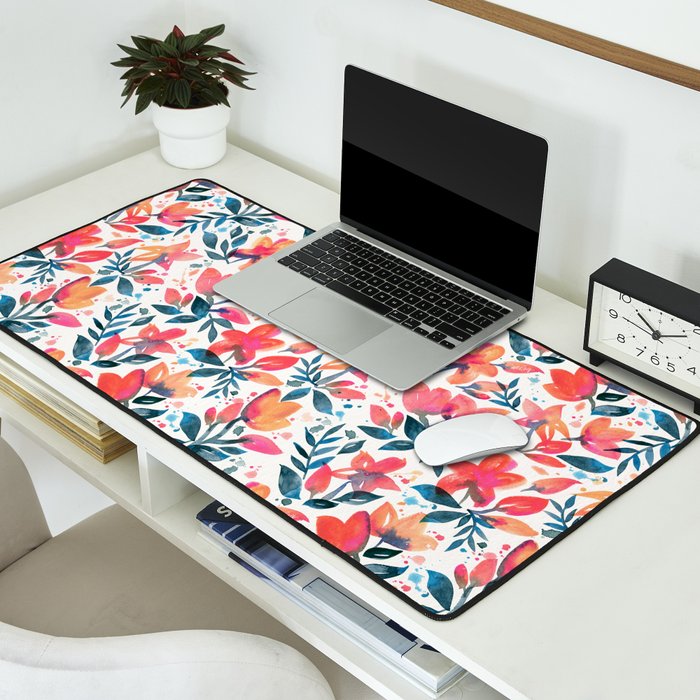 Flourishing Florals - Pink & Teal Desk Mat Gallery Image 2