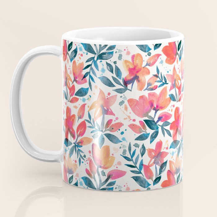 Flourishing Florals - Pink & Teal Coffee Mug Gallery Image 3
