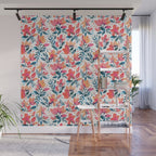 Flourishing Florals - Pink & Teal Wall Mural Gallery Image 1