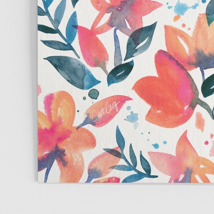 Flourishing Florals - Pink & Teal Poster Gallery Image 3