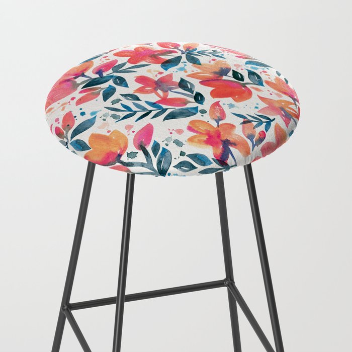 Flourishing Florals - Pink & Teal Stool Gallery Image 2