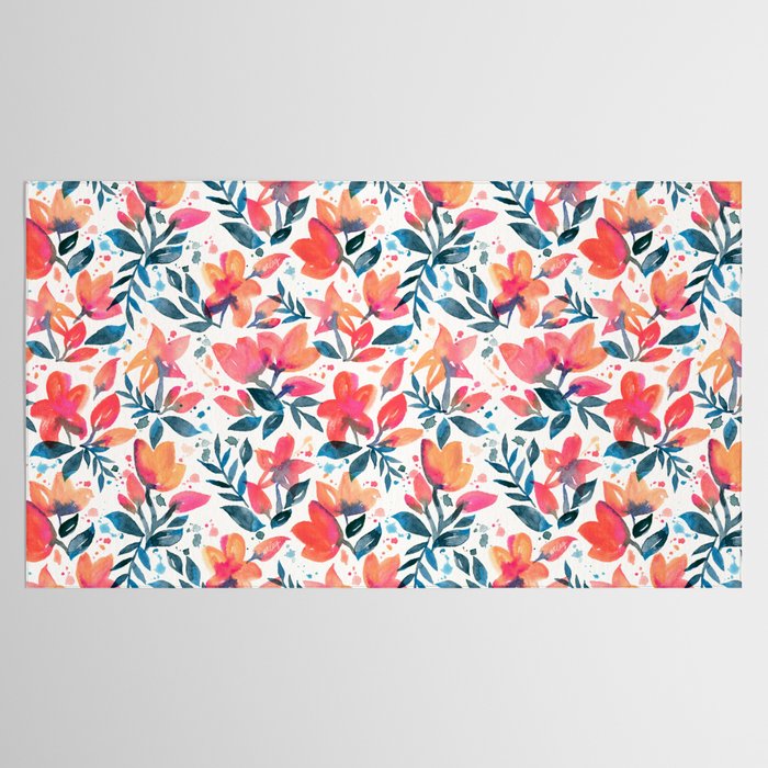 Flourishing Florals - Pink & Teal Tablecloth Gallery Image 2