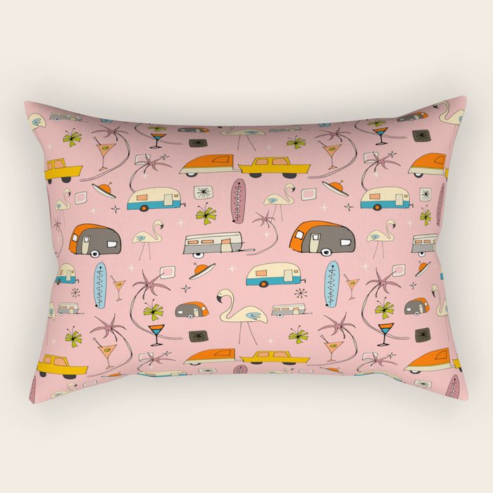 Vintage kitsch Pink Rectangular Pillow Gallery Image 1