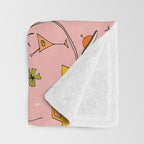 Vintage kitsch Pink Throw Blanket Gallery Image 3