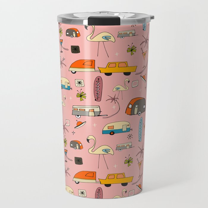 Vintage kitsch Pink Travel Mug Gallery Image 1