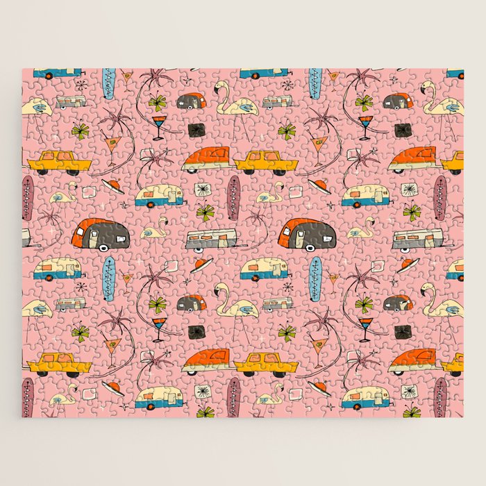 Vintage kitsch Pink Jigsaw Puzzle Gallery Image 1