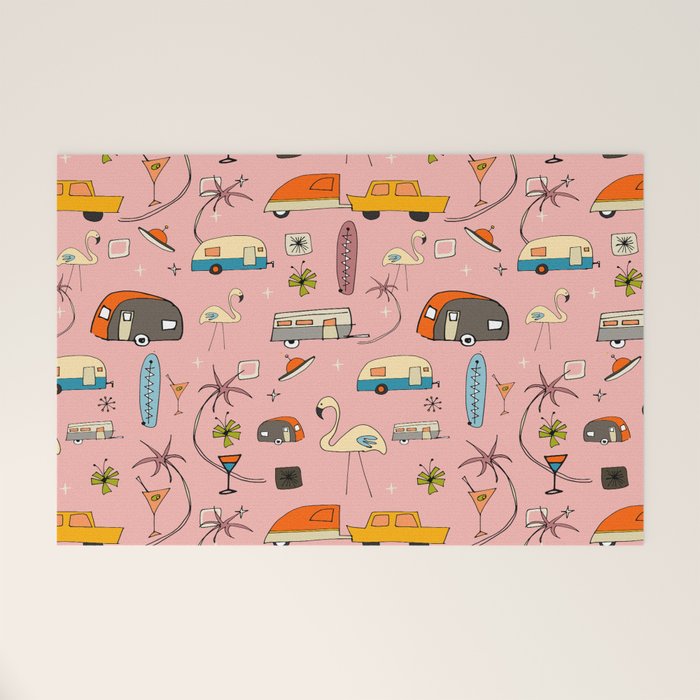 Vintage kitsch Pink Welcome Mat Gallery Image 1