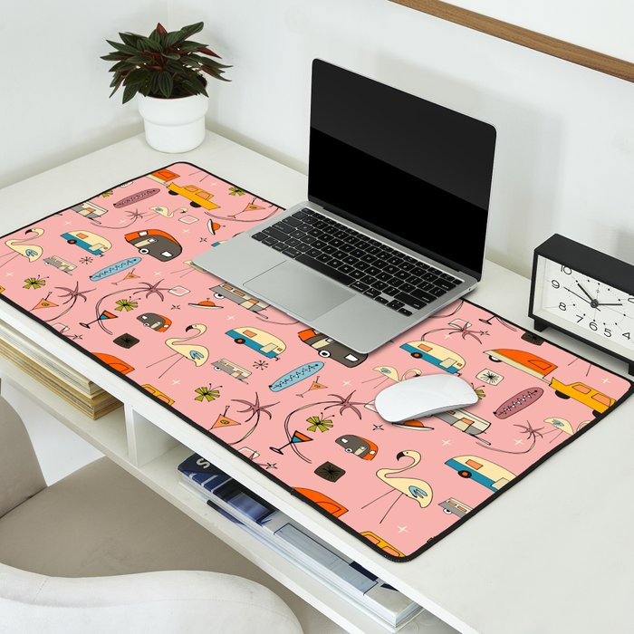 Vintage kitsch Pink Desk Mat Gallery Image 2