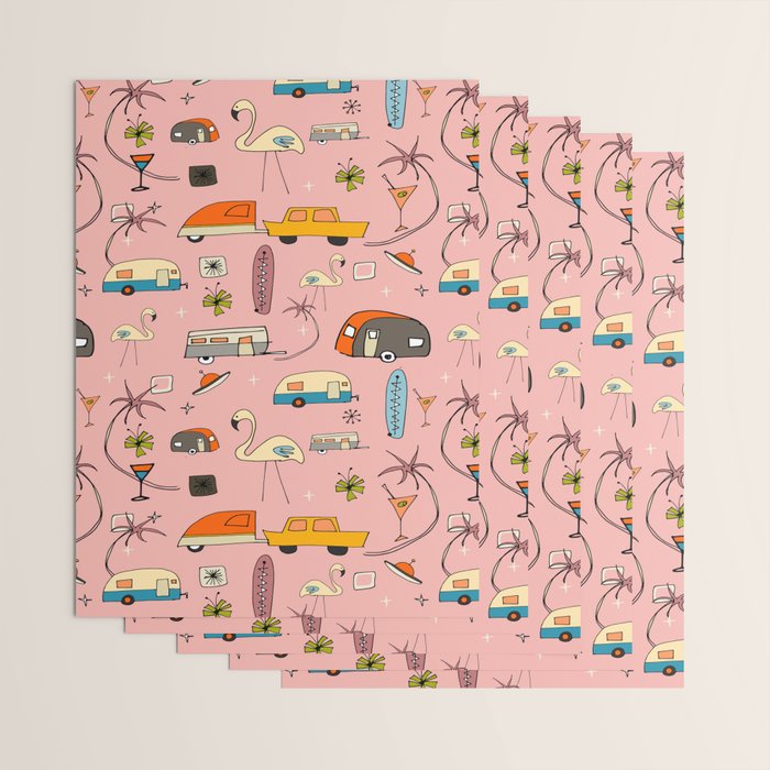 Vintage kitsch Pink Wrapping Paper Gallery Image 3