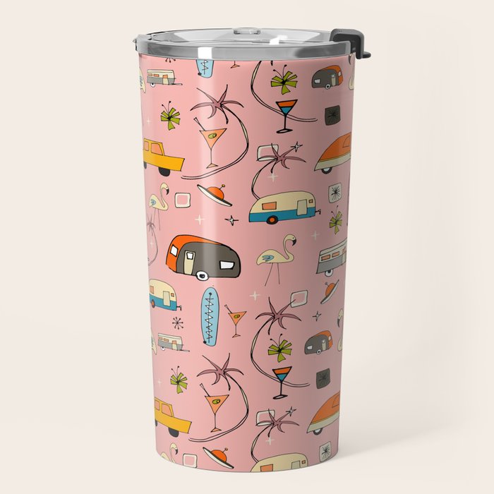 Vintage kitsch Pink Travel Mug Gallery Image 2