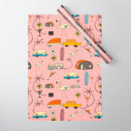 Vintage kitsch Pink Wrapping Paper Gallery Image 1