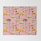 Vintage kitsch Pink Throw Blanket Gallery Image 2