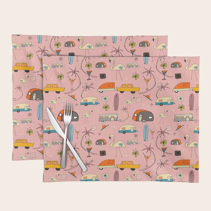 Vintage kitsch Pink Placemat Gallery Image 1