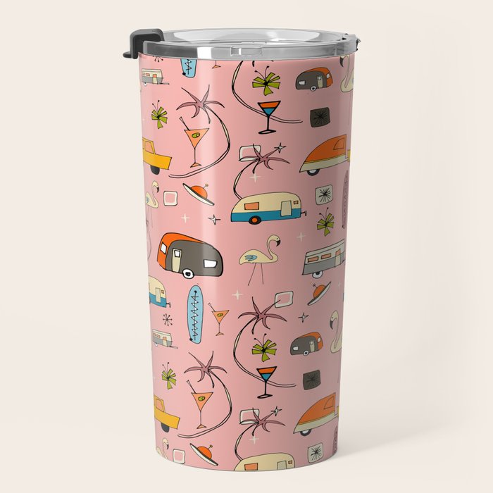 Vintage kitsch Pink Travel Mug Gallery Image 3