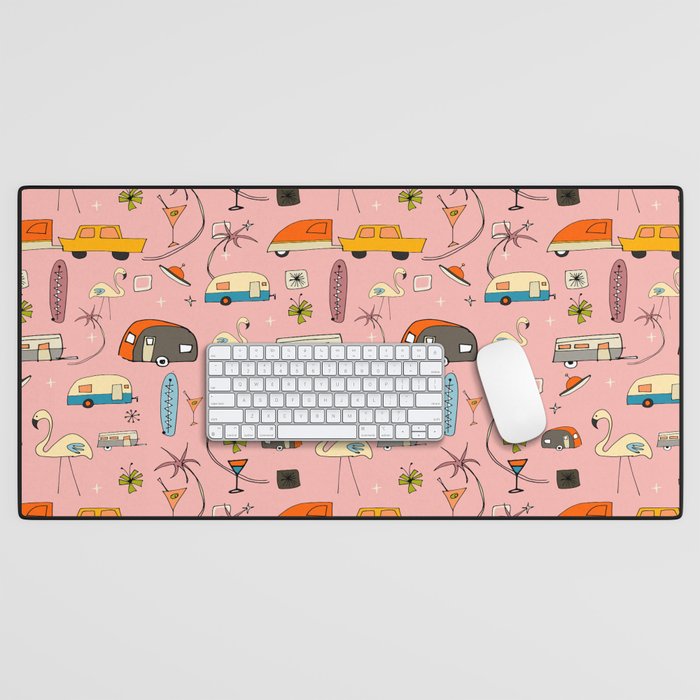 Vintage kitsch Pink Desk Mat Gallery Image 1