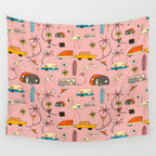 Vintage kitsch Pink Wall Tapestry Gallery Image 4