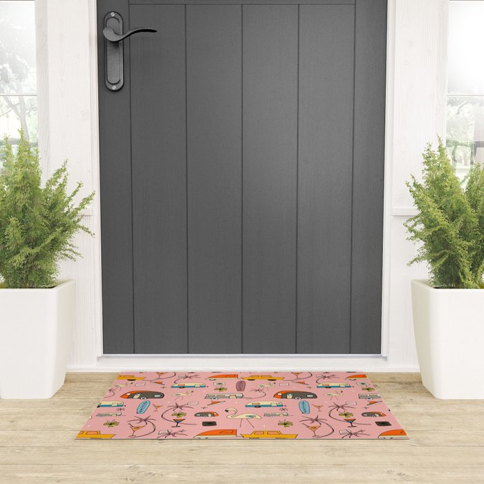 Vintage kitsch Pink Welcome Mat Gallery Image 3