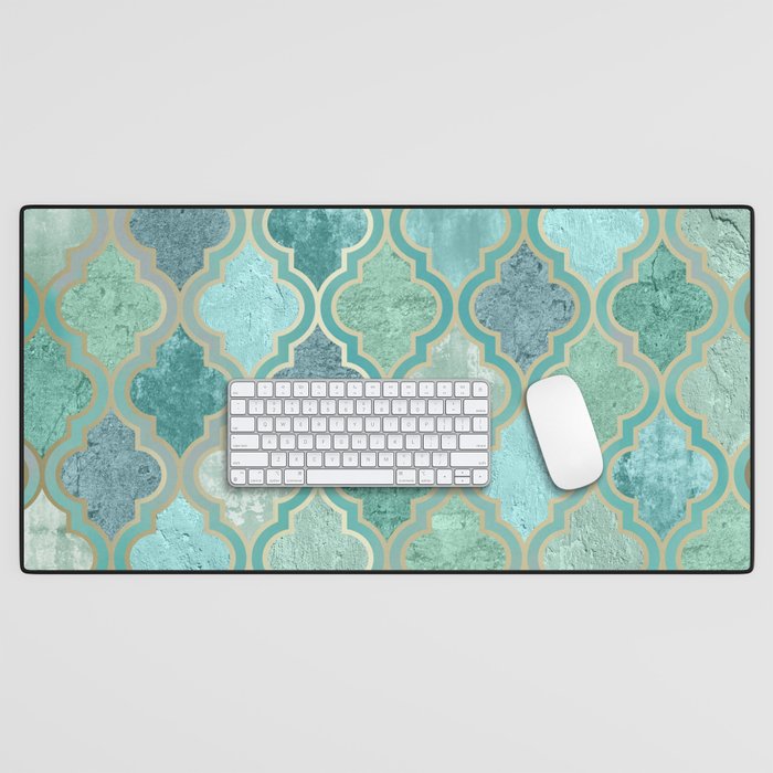 Moroccan Teal Green Desk Mat Gallery Image 1