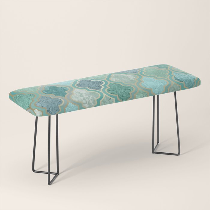 Moroccan Teal Green Bench Gallery Image 1