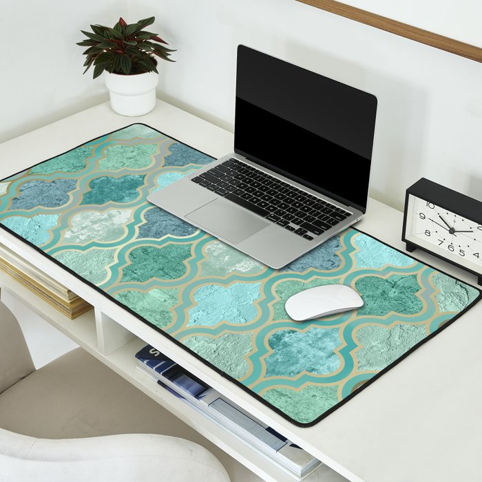 Moroccan Teal Green Desk Mat Gallery Image 2