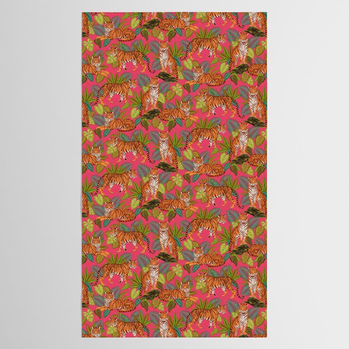 Tropical Tigers In Hot Pink Tablecloth Gallery Image 2