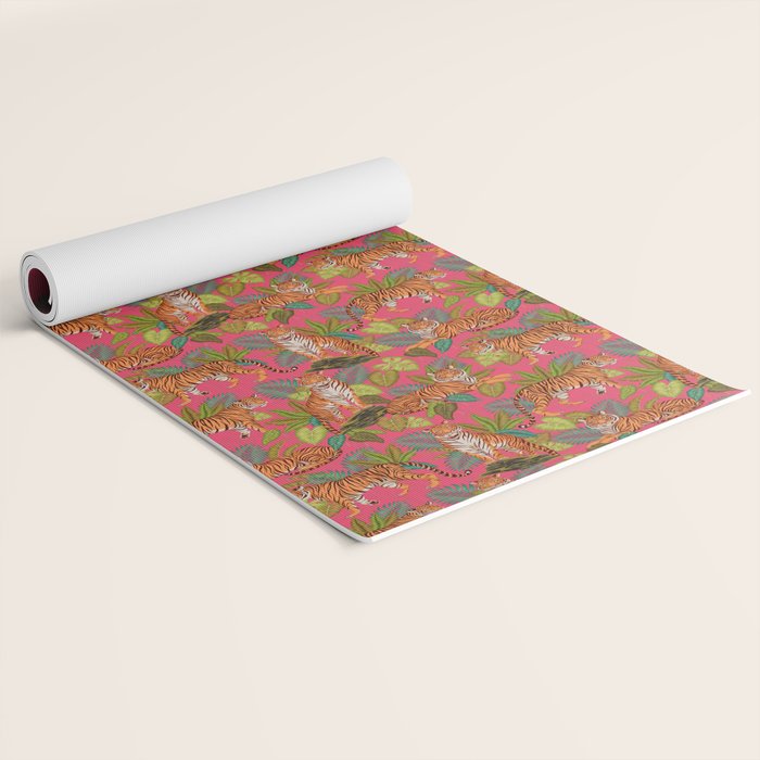 Tropical Tigers In Hot Pink Yoga Mat Gallery Image 2