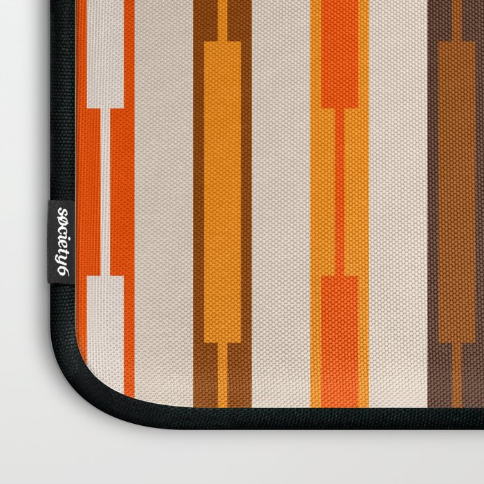 Retro Geo Chain Vertical Block Stripes Pattern in 70s Brown Orange Cream Beige Laptop Sleeve Gallery Image 3