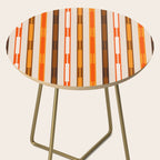 Retro Geo Chain Vertical Block Stripes Pattern in 70s Brown Orange Cream Beige Side Table Gallery Image 2
