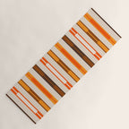 Retro Geo Chain Vertical Block Stripes Pattern in 70s Brown Orange Cream Beige Yoga Mat Gallery Image 1