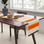 Retro Geo Chain Vertical Block Stripes Pattern in 70s Brown Orange Cream Beige Table Runner Gallery Image 2