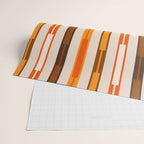 Retro Geo Chain Vertical Block Stripes Pattern in 70s Brown Orange Cream Beige Wrapping Paper Gallery Image 2