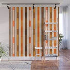 Retro Geo Chain Vertical Block Stripes Pattern in 70s Brown Orange Cream Beige Wall Mural Gallery Image 1