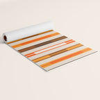 Retro Geo Chain Vertical Block Stripes Pattern in 70s Brown Orange Cream Beige Yoga Mat Gallery Image 2