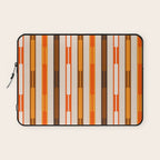 Retro Geo Chain Vertical Block Stripes Pattern in 70s Brown Orange Cream Beige Laptop Sleeve Gallery Image 1