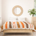 Retro Geo Chain Vertical Block Stripes Pattern in 70s Brown Orange Cream Beige Duvet Cover Gallery Image 3