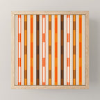 Retro Geo Chain Vertical Block Stripes Pattern in 70s Brown Orange Cream Beige Mini Art Print Gallery Image 1