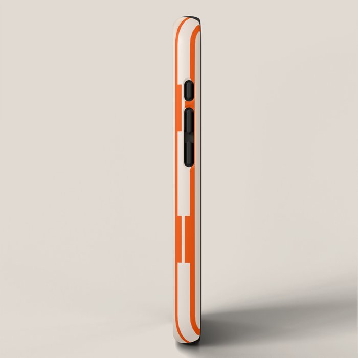 Retro Geo Chain Vertical Block Stripes Pattern in 70s Brown Orange Cream Beige iPhone Case Gallery Image 2