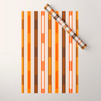 Retro Geo Chain Vertical Block Stripes Pattern in 70s Brown Orange Cream Beige Wrapping Paper Gallery Image 1