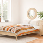 Retro Geo Chain Vertical Block Stripes Pattern in 70s Brown Orange Cream Beige Duvet Cover Gallery Image 2