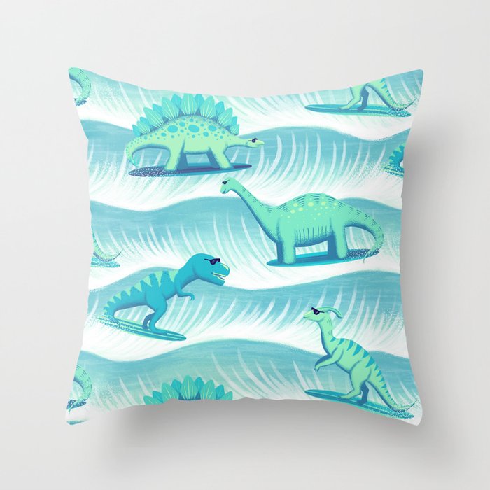 Surfosaurus - Aqua  Throw Pillow Gallery Image 6