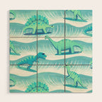 Surfosaurus - Aqua  Wood Wall Art Gallery Image 1