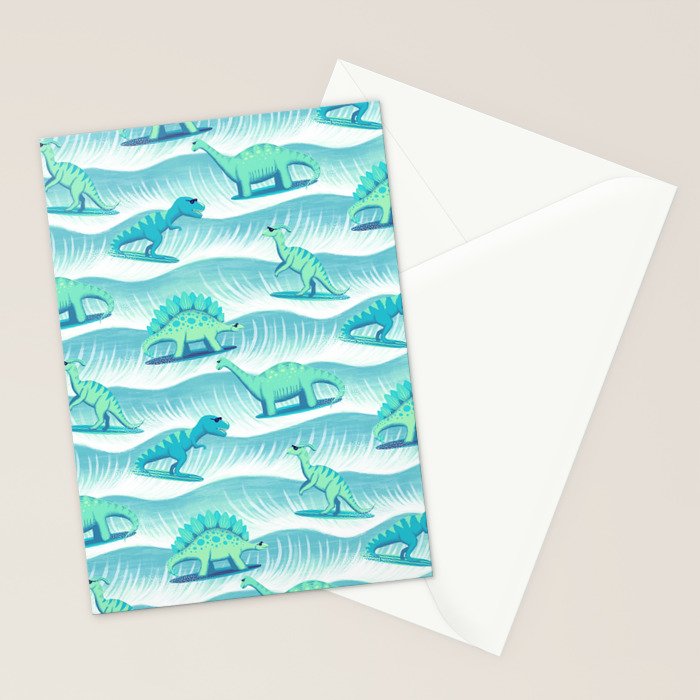 Surfosaurus - Aqua  Stationery Card Gallery Image 2