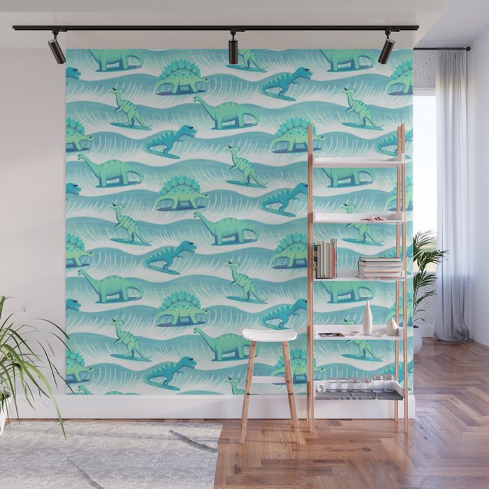 Surfosaurus - Aqua  Wall Mural Gallery Image 1