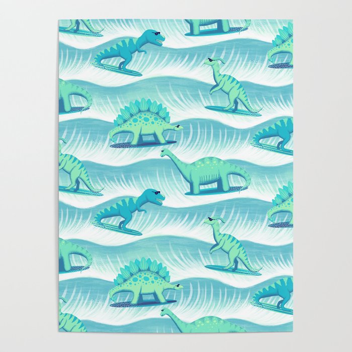 Surfosaurus - Aqua  Poster Gallery Image 1