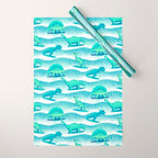 Surfosaurus - Aqua  Wrapping Paper Gallery Image 1
