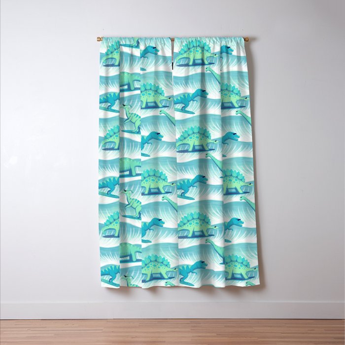 Surfosaurus - Aqua  Window Curtain Gallery Image 3