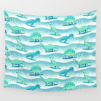 Surfosaurus - Aqua  Wall Tapestry Gallery Image 4