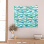 Surfosaurus - Aqua  Wall Tapestry Gallery Image 2