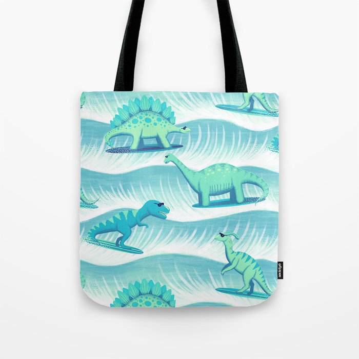 Surfosaurus - Aqua  Tote Bag Gallery Image 1