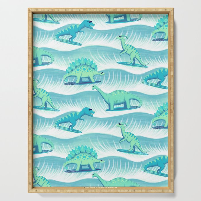 Surfosaurus - Aqua  Serving Tray Gallery Image 1